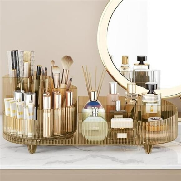 360 Rotating Makeup Organizer Large Capacity Vanity Storage Display Case - Picture 2 of 7